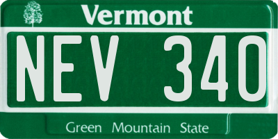 VT license plate NEV340