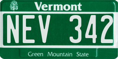 VT license plate NEV342