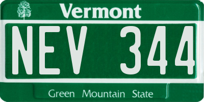 VT license plate NEV344