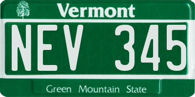 VT license plate NEV345