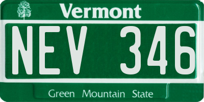 VT license plate NEV346