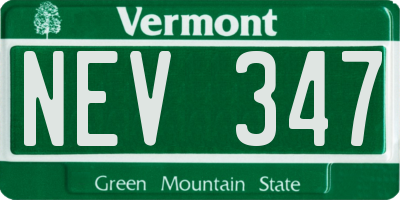 VT license plate NEV347