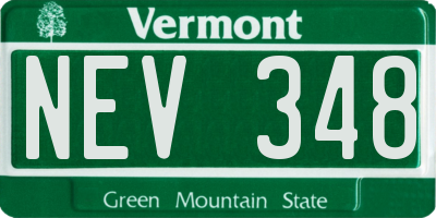 VT license plate NEV348