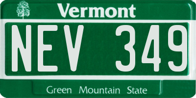 VT license plate NEV349