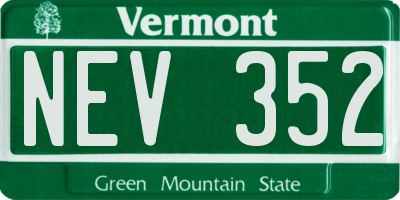 VT license plate NEV352