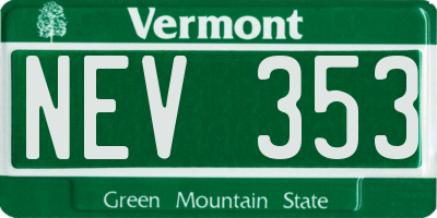 VT license plate NEV353
