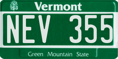 VT license plate NEV355