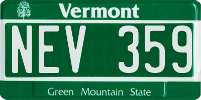 VT license plate NEV359