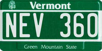 VT license plate NEV360
