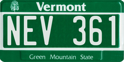 VT license plate NEV361