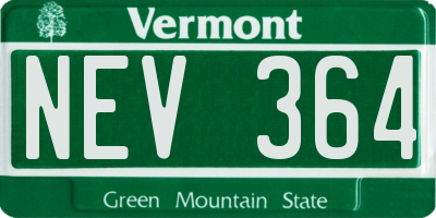 VT license plate NEV364