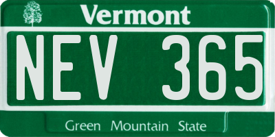 VT license plate NEV365