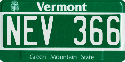 VT license plate NEV366