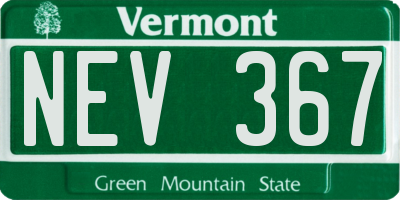 VT license plate NEV367