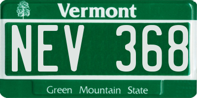 VT license plate NEV368