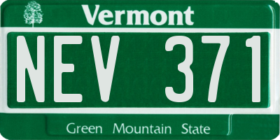 VT license plate NEV371