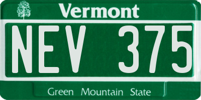 VT license plate NEV375