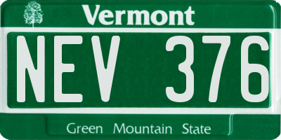 VT license plate NEV376