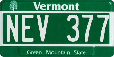 VT license plate NEV377