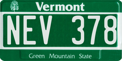 VT license plate NEV378