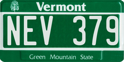 VT license plate NEV379