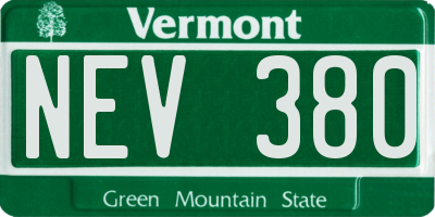 VT license plate NEV380