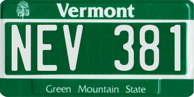 VT license plate NEV381