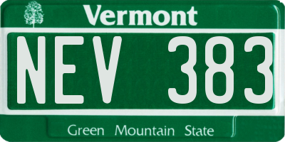 VT license plate NEV383