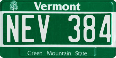 VT license plate NEV384