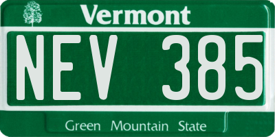 VT license plate NEV385