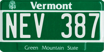 VT license plate NEV387