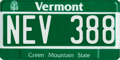 VT license plate NEV388