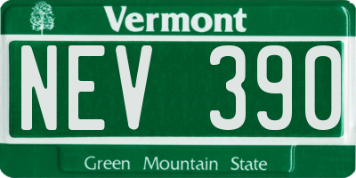 VT license plate NEV390