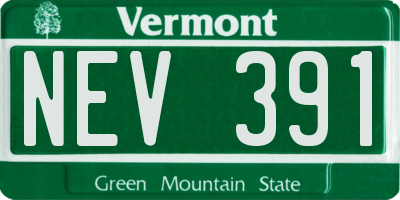 VT license plate NEV391
