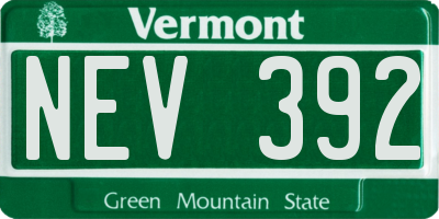 VT license plate NEV392