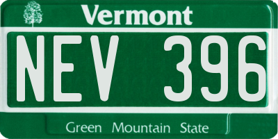 VT license plate NEV396