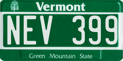 VT license plate NEV399