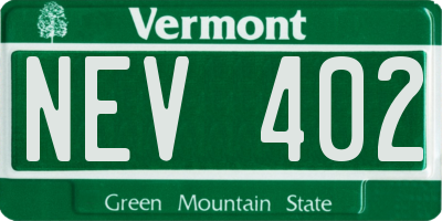 VT license plate NEV402