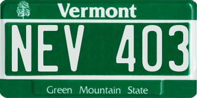 VT license plate NEV403