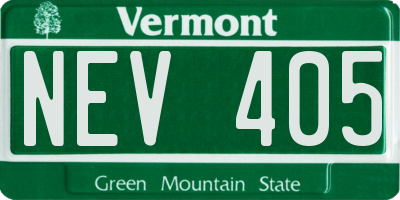 VT license plate NEV405