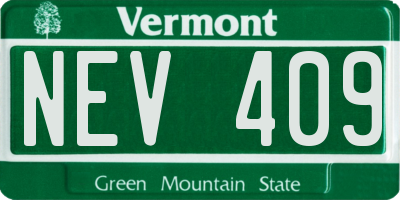 VT license plate NEV409