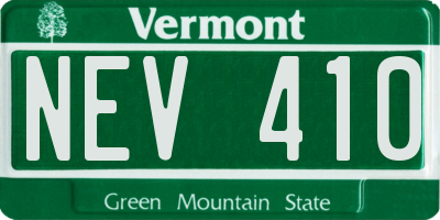 VT license plate NEV410