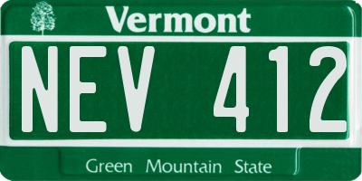 VT license plate NEV412