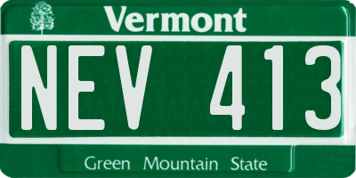 VT license plate NEV413