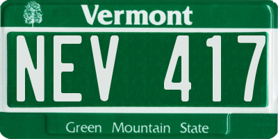 VT license plate NEV417