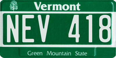 VT license plate NEV418