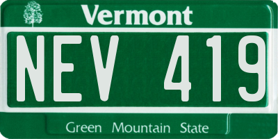 VT license plate NEV419
