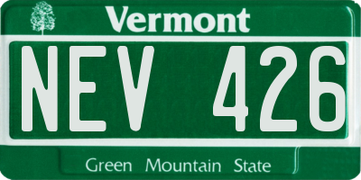 VT license plate NEV426