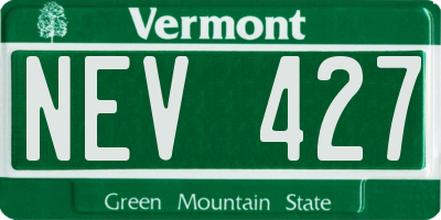 VT license plate NEV427