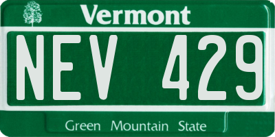 VT license plate NEV429